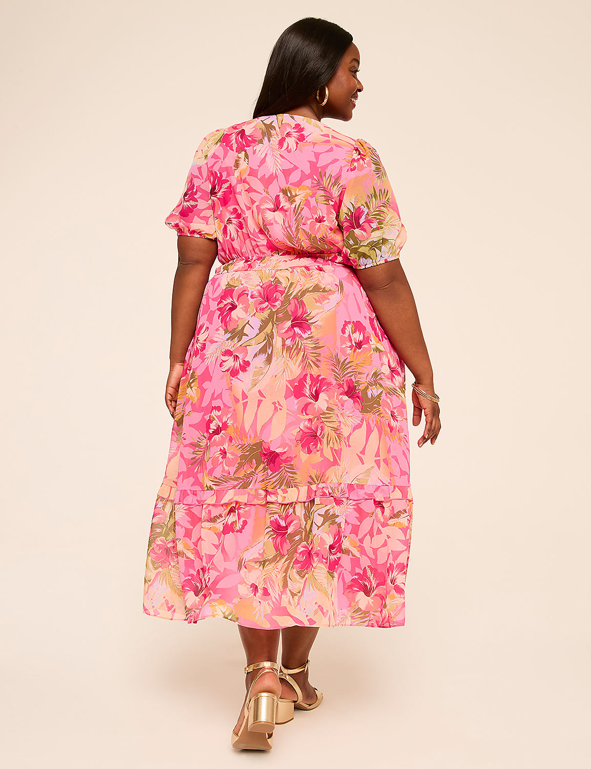 Puff-Sleeve V-Neck Maxi Dress Product Image 2
