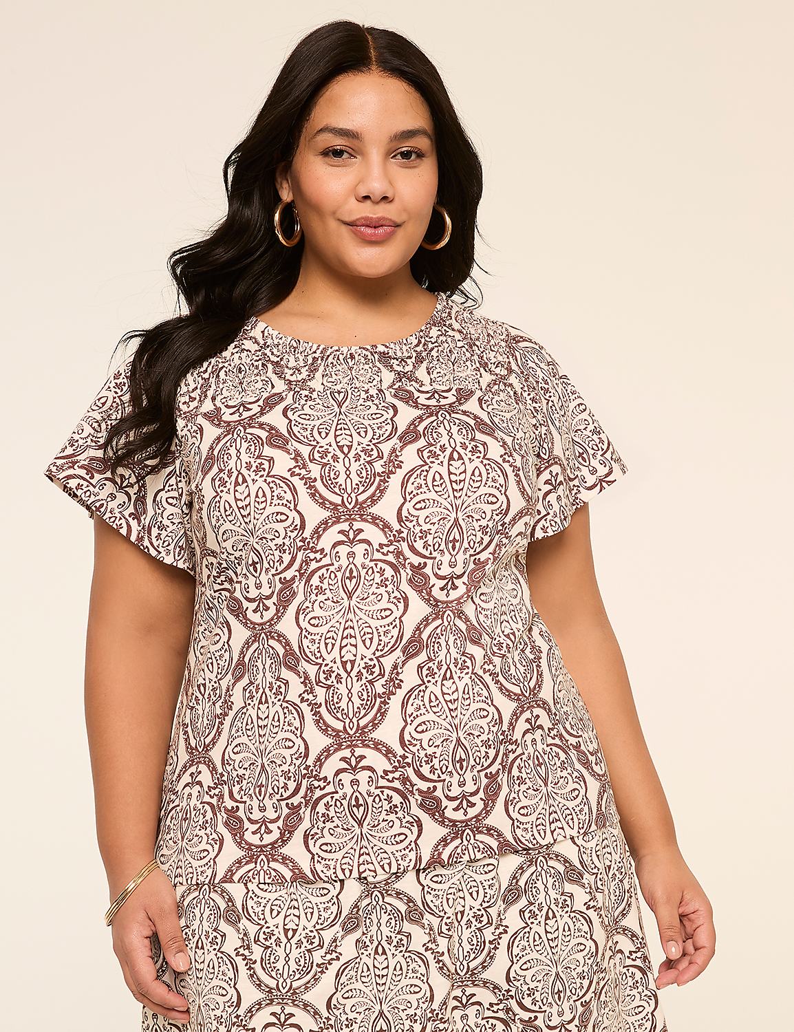 Flutter-Sleeve Smocked-Yoke Top Product Image 1