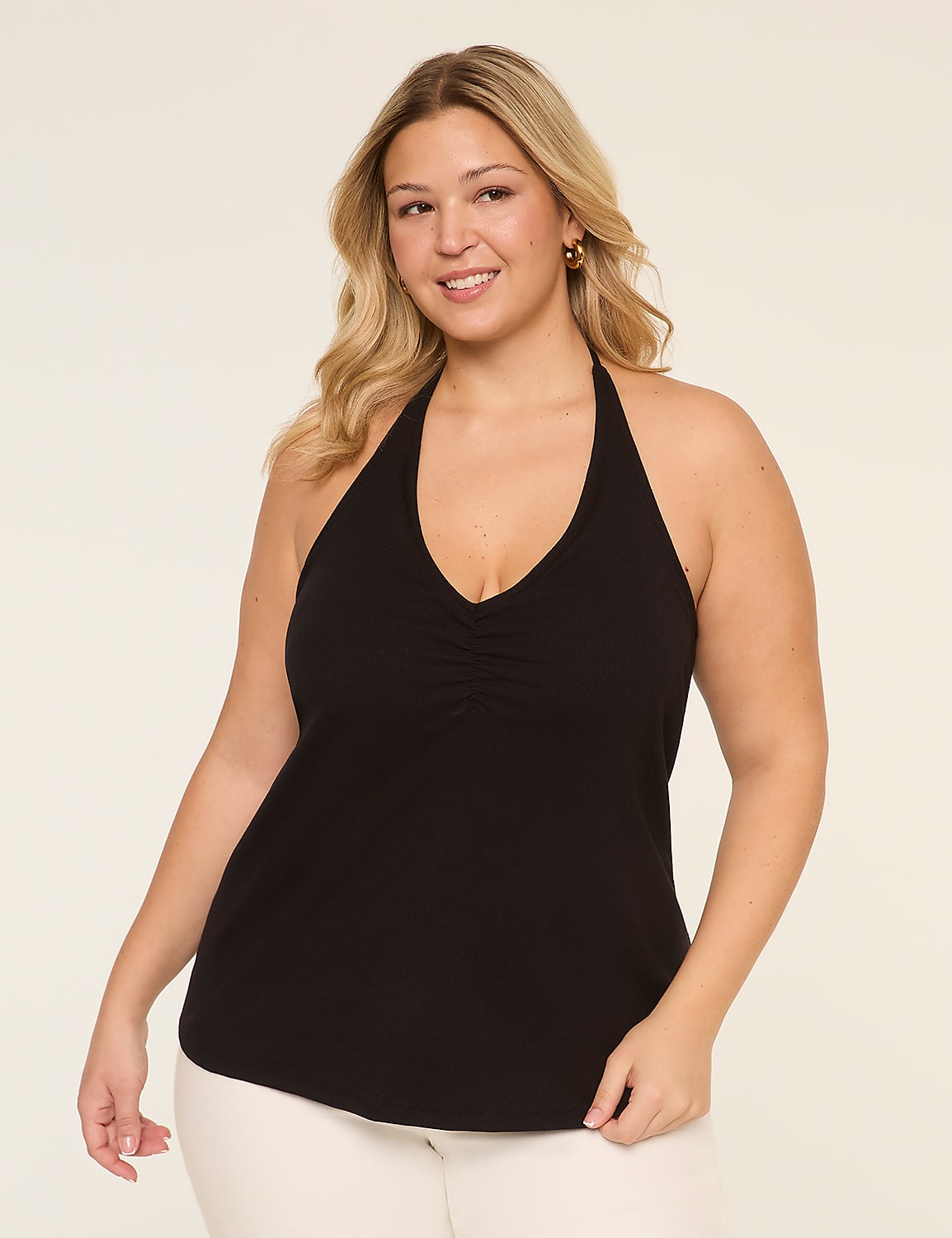 Deep V-Neck Halter Top Product Image 1
