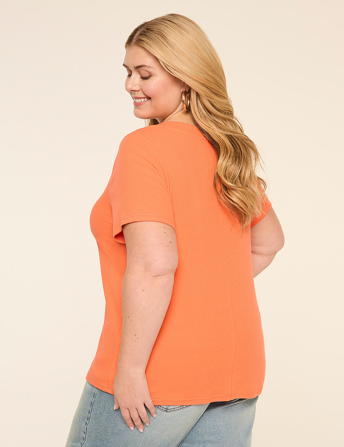 Short-Sleeve V-Notch Neck Top Product Image 2