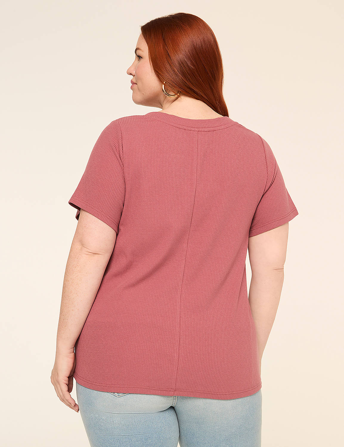 Short-Sleeve V-Notch Neck Top Product Image 2