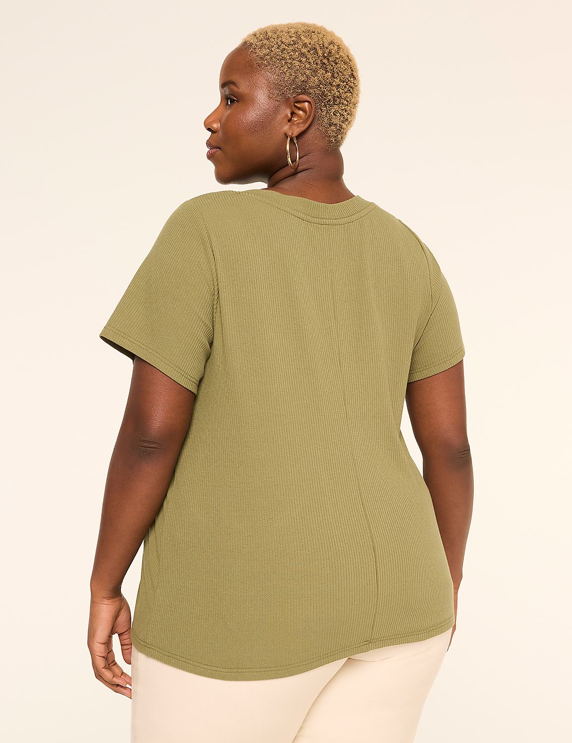 Short-Sleeve V-Notch Neck Top Product Image 2