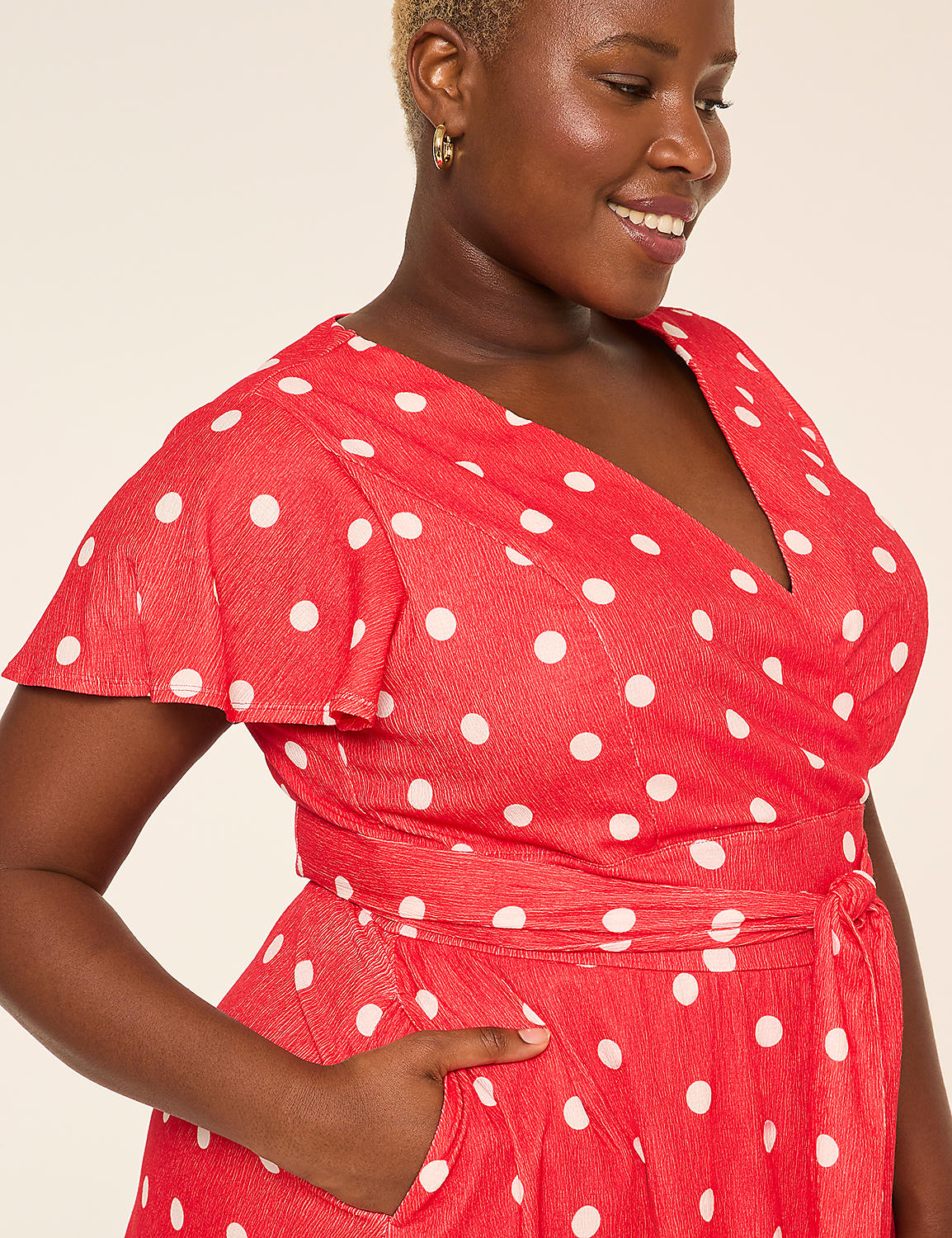 Lena Flutter-Sleeve Short Dress Product Image 3