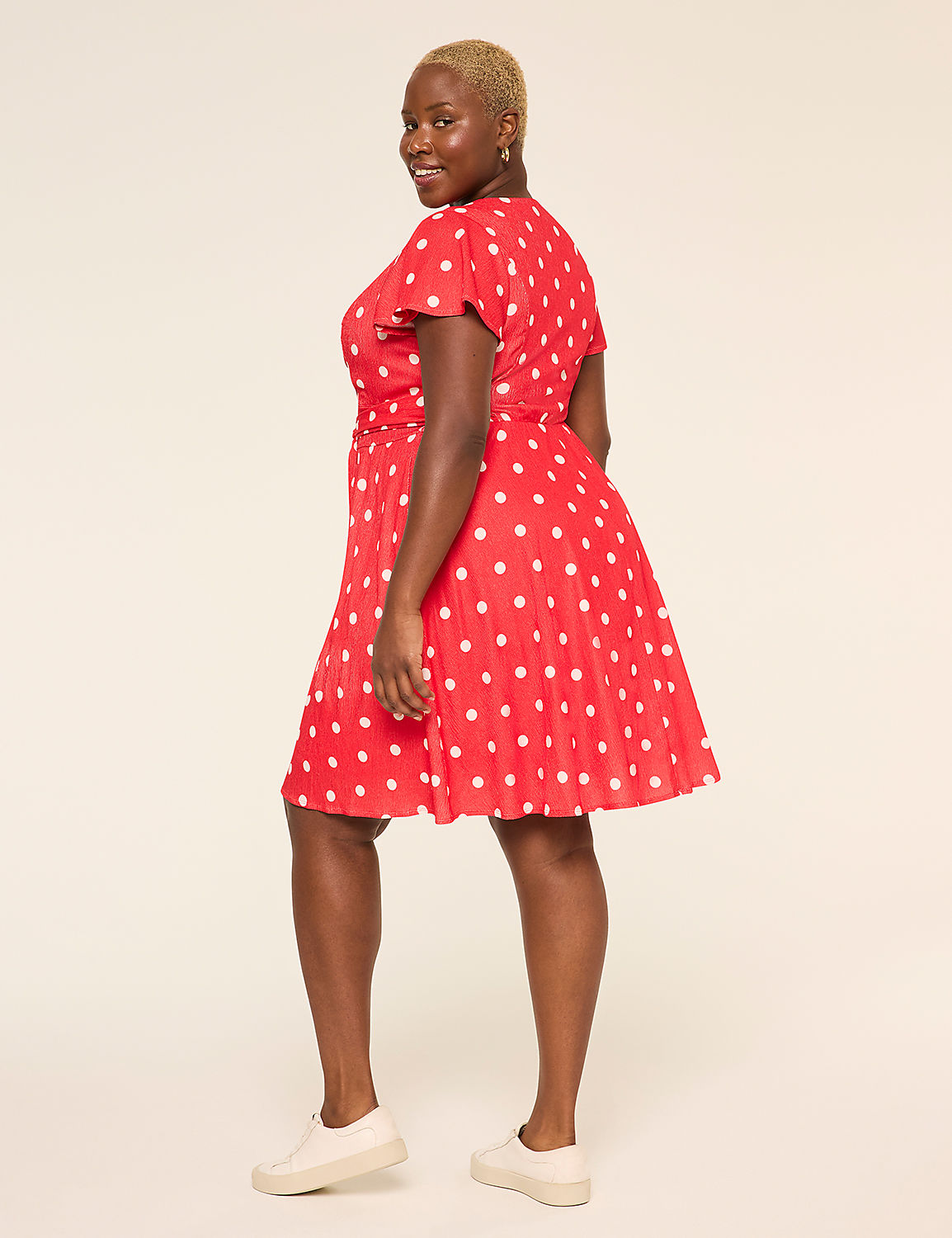 Lena Flutter-Sleeve Short Dress Product Image 2