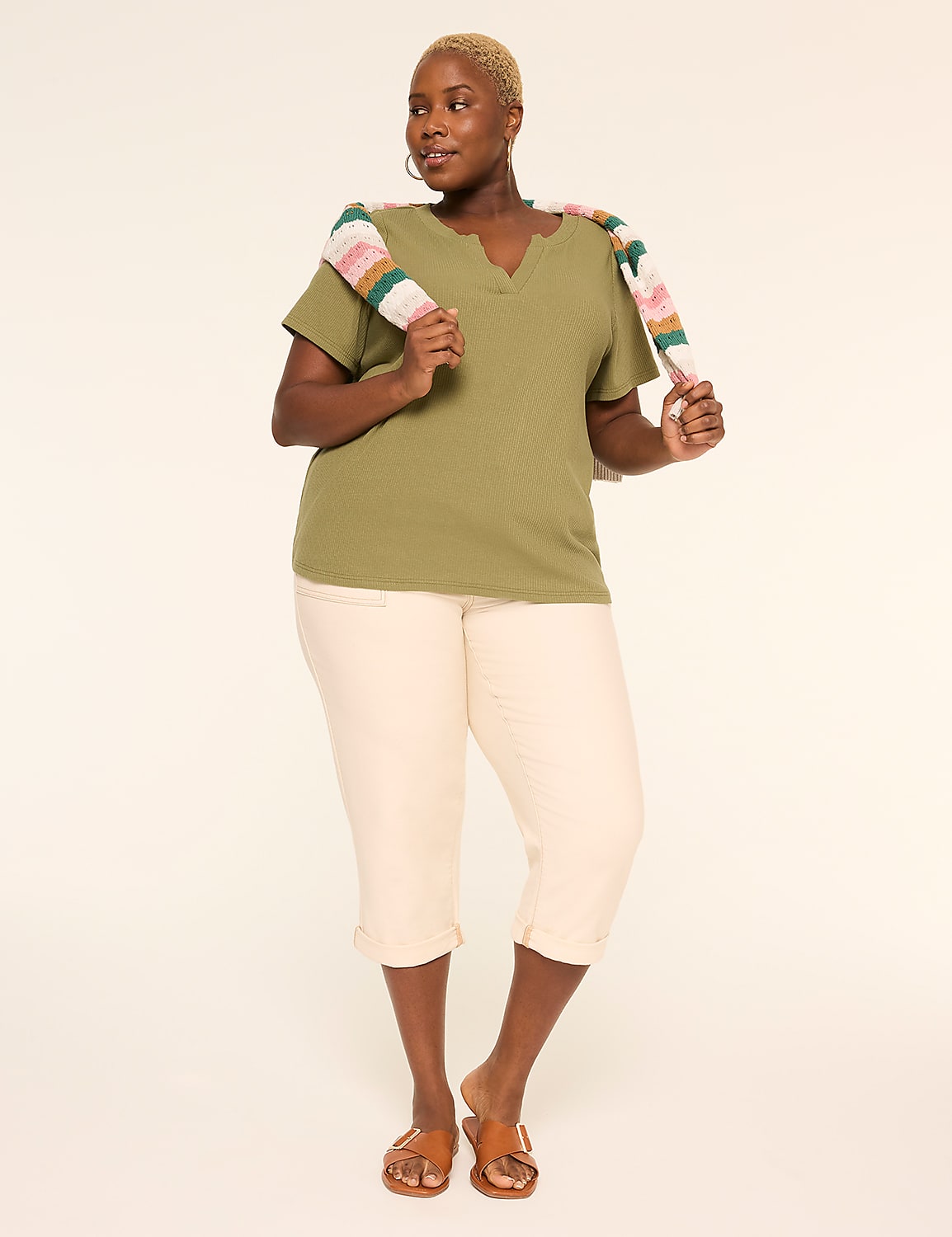 Short-Sleeve V-Notch Neck Top Product Image 3