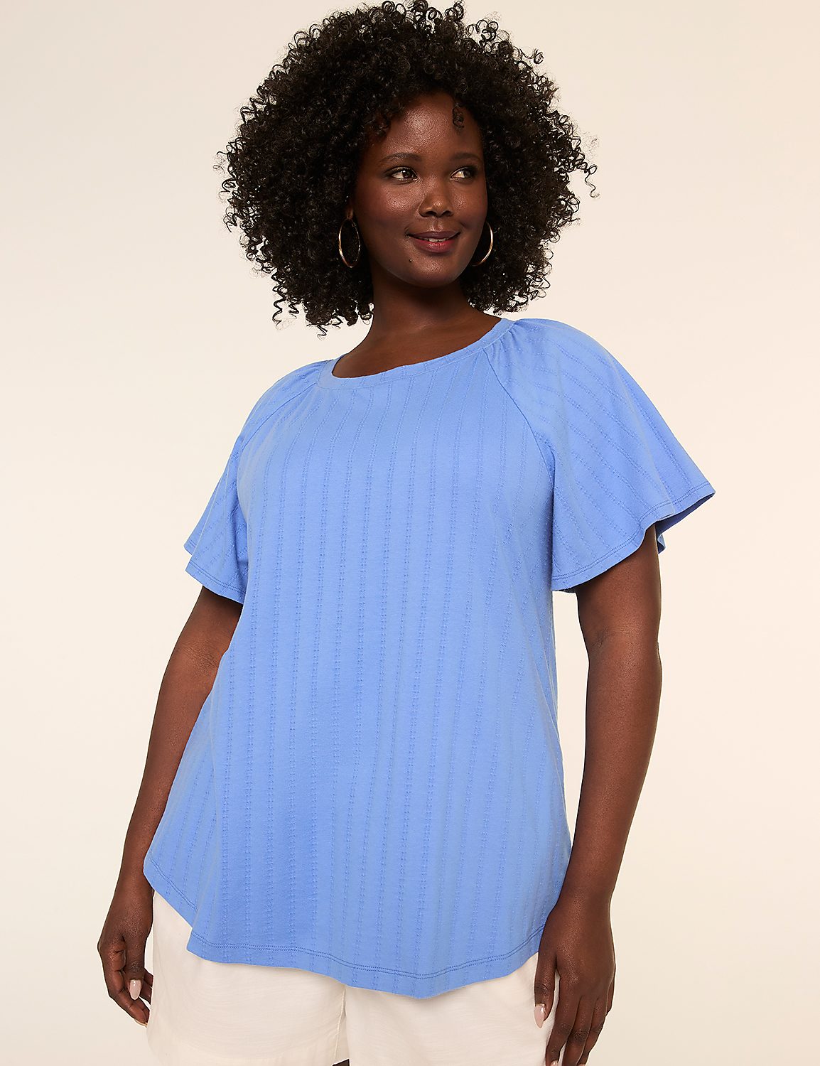 Shirred Flutter-Sleeve Top Product Image 1