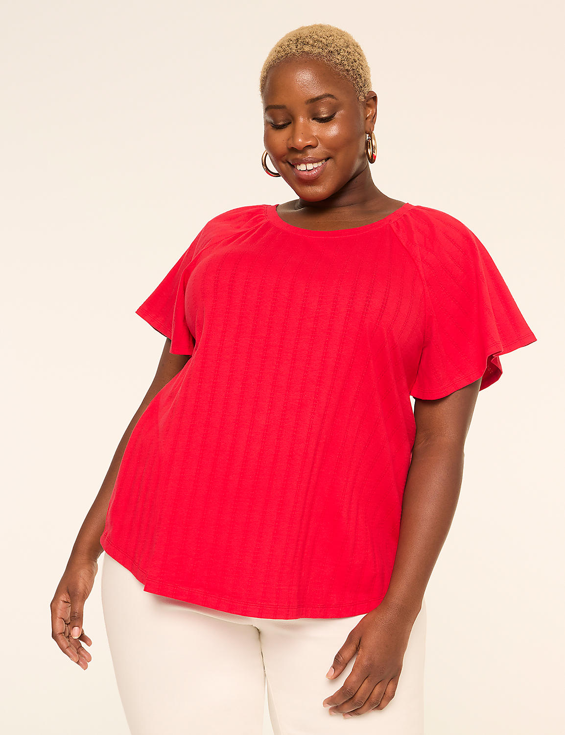Shirred Flutter-Sleeve Top Product Image 1