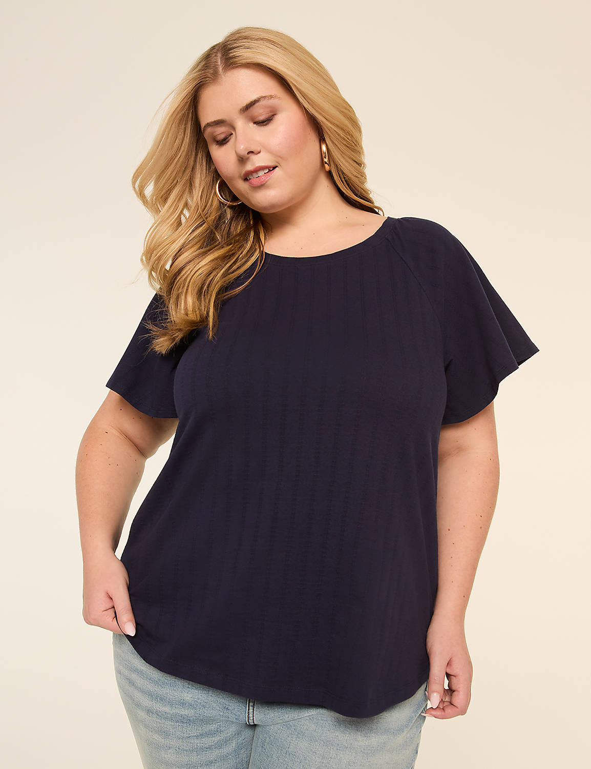 Shirred Flutter-Sleeve Top Product Image 1