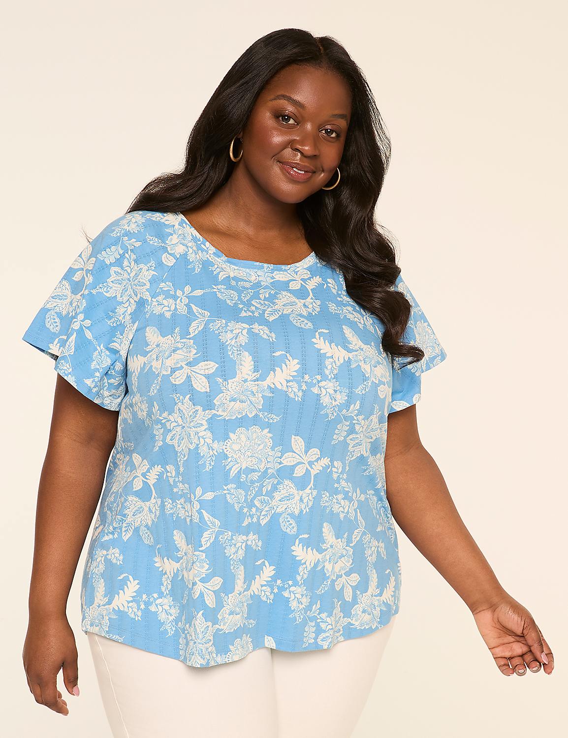 Shirred Flutter-Sleeve Top Product Image 1