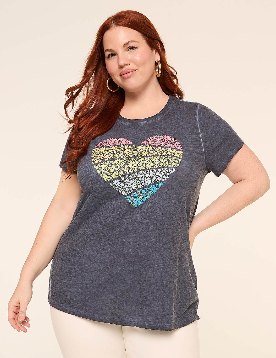 Rainbow Flower Heart Graphic Tee Product Image 1