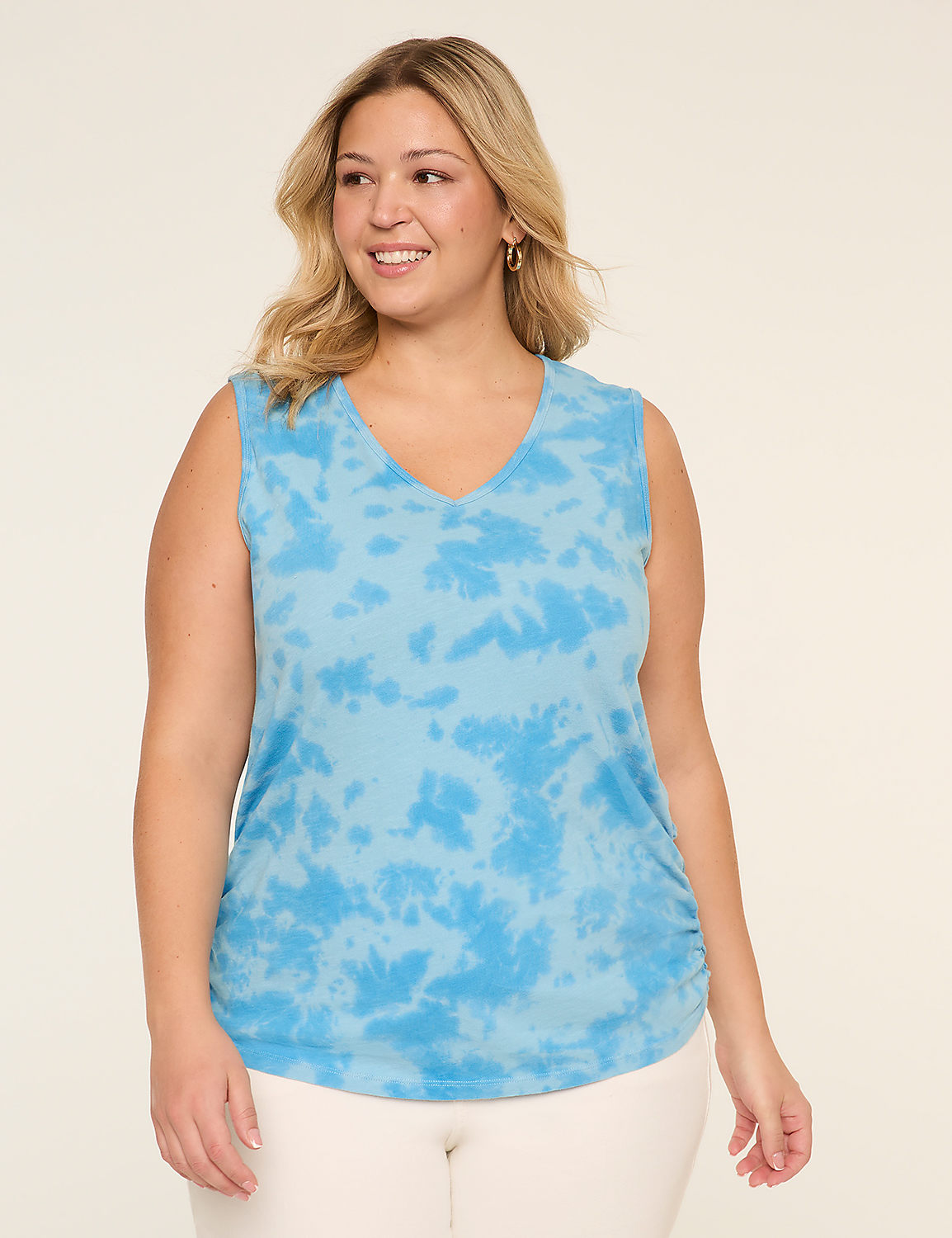 V-Neck Side-Ruched Tank Product Image 1