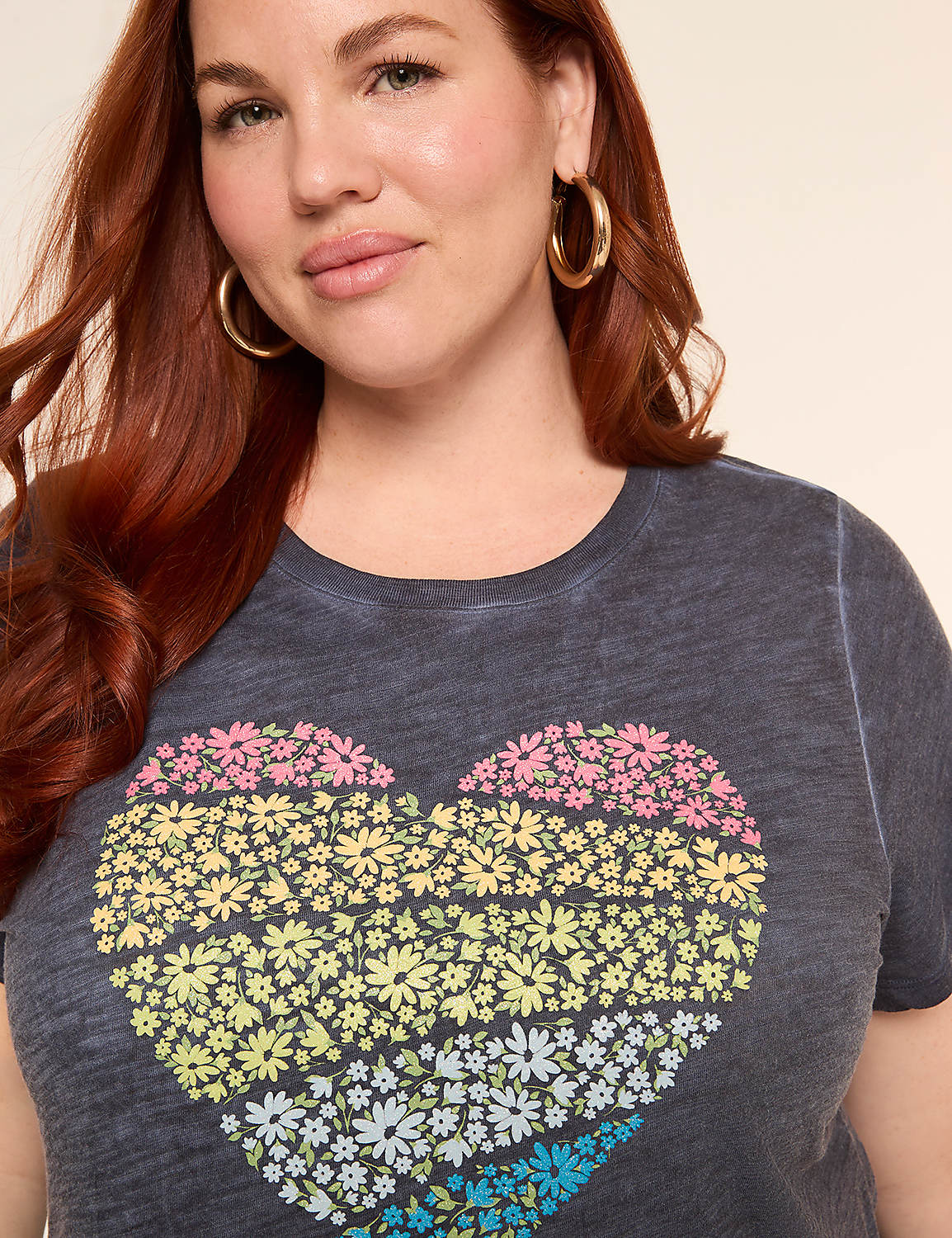 Rainbow Flower Heart Graphic Tee Product Image 4