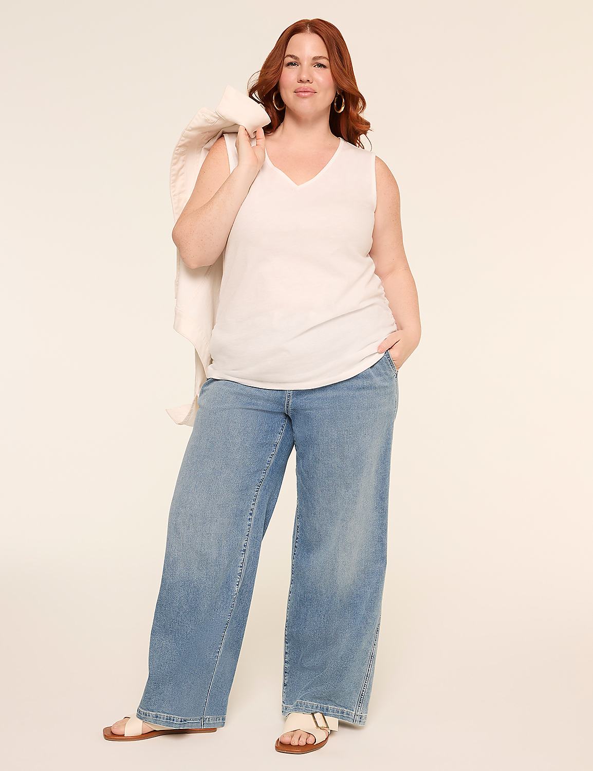 V-Neck Side-Ruched Tank Product Image 3