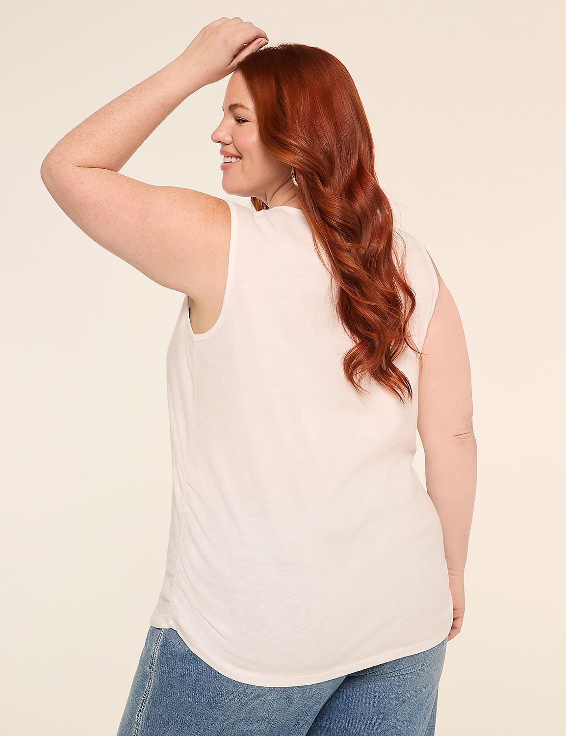 V-Neck Side-Ruched Tank Product Image 2