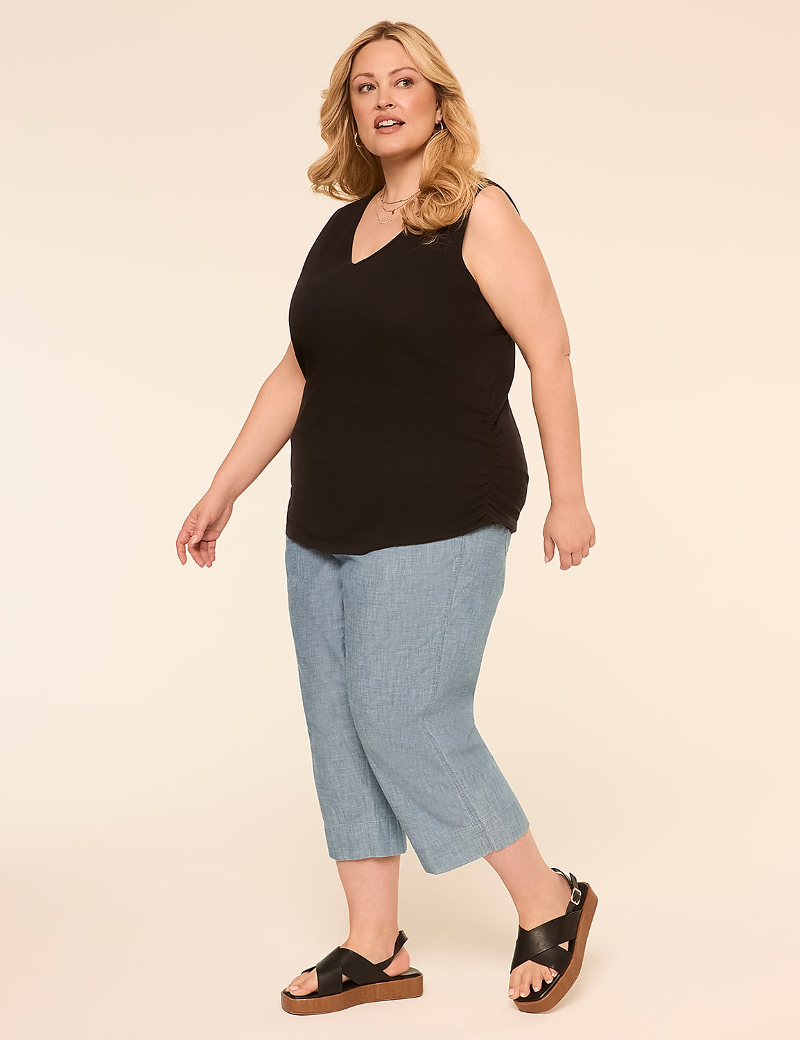 V-Neck Side-Ruched Tank Product Image 3