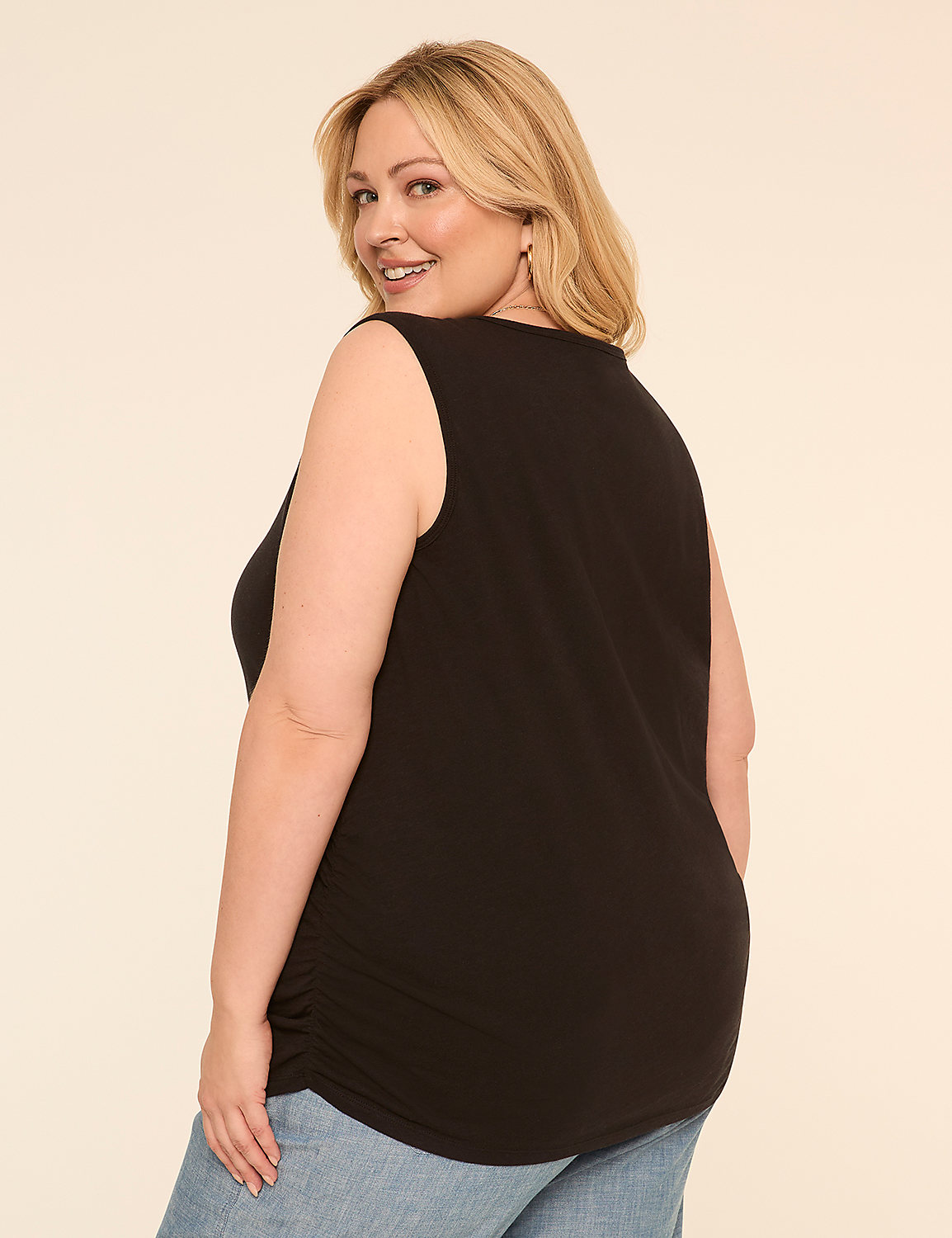 V-Neck Side-Ruched Tank Product Image 2