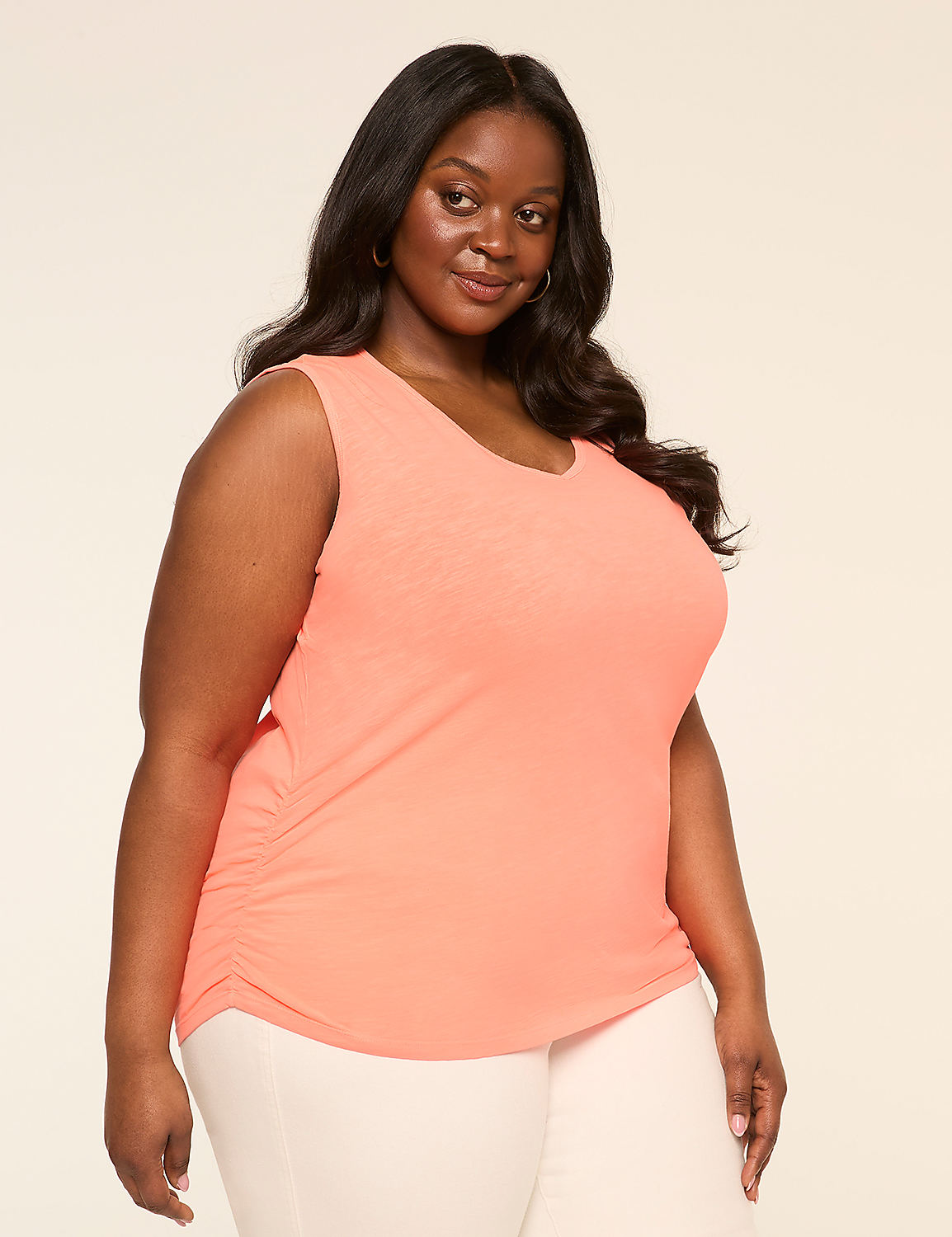 V-Neck Side-Ruched Tank Product Image 1