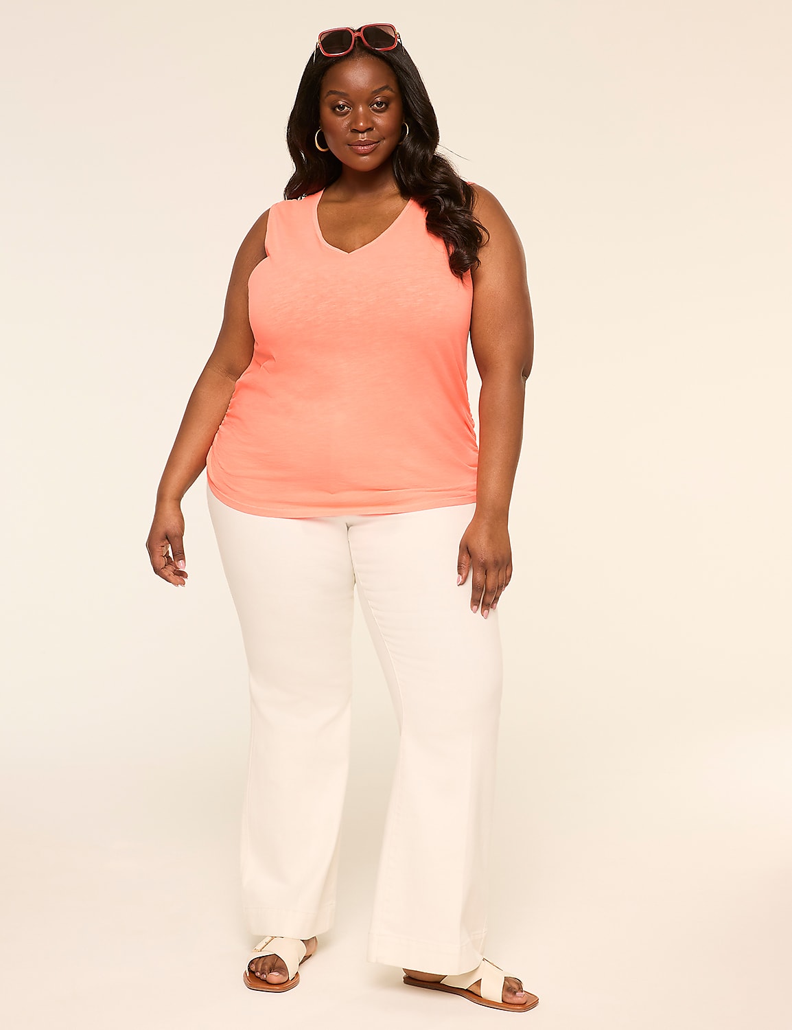 V-Neck Side-Ruched Tank Product Image 3