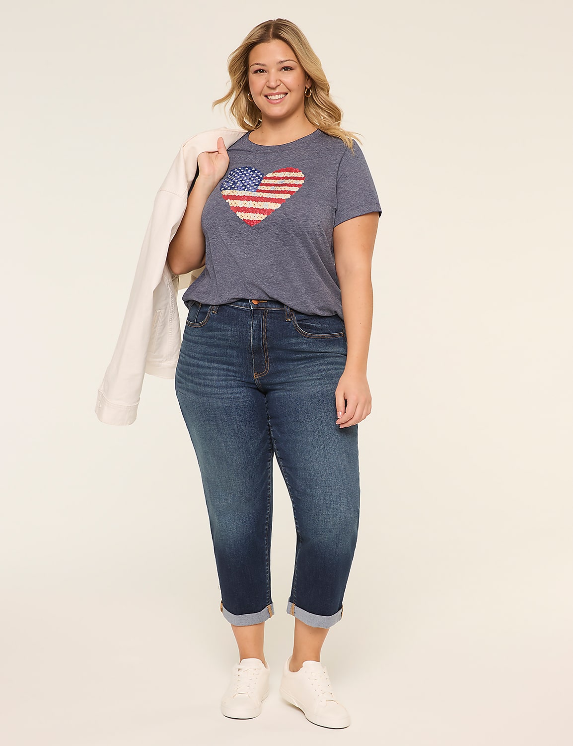 Floral Americana Heart Graphic Tee Product Image 3