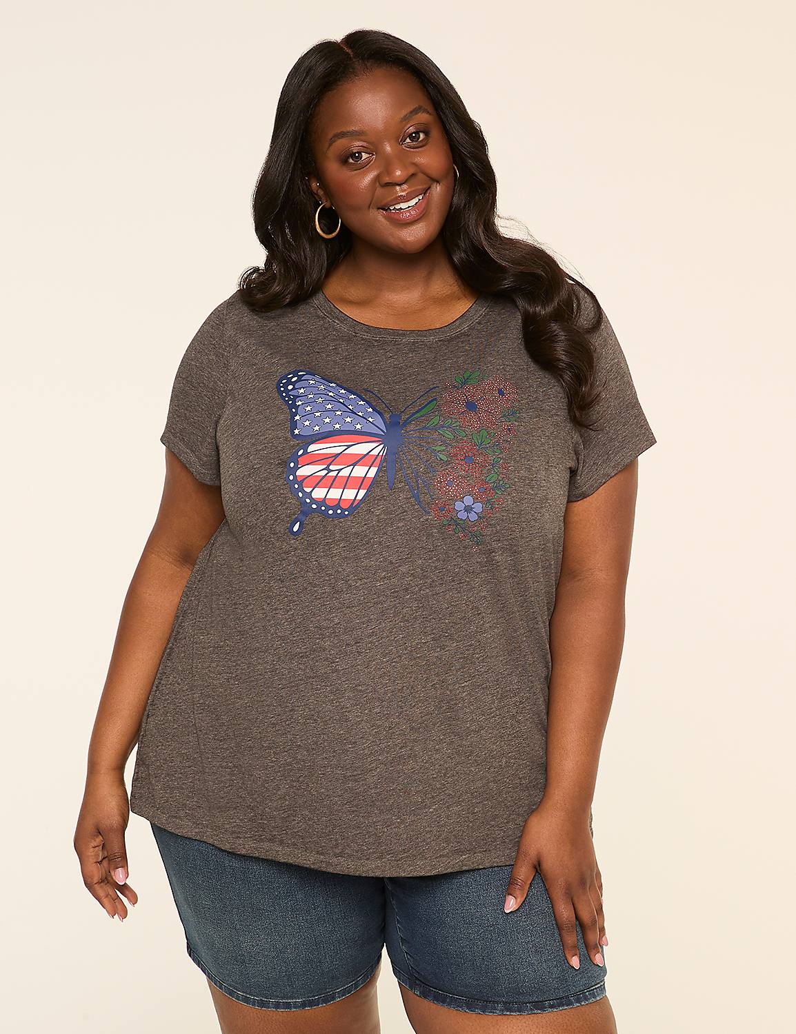 Americana & Floral Butterfly Graphic Tee Product Image 1