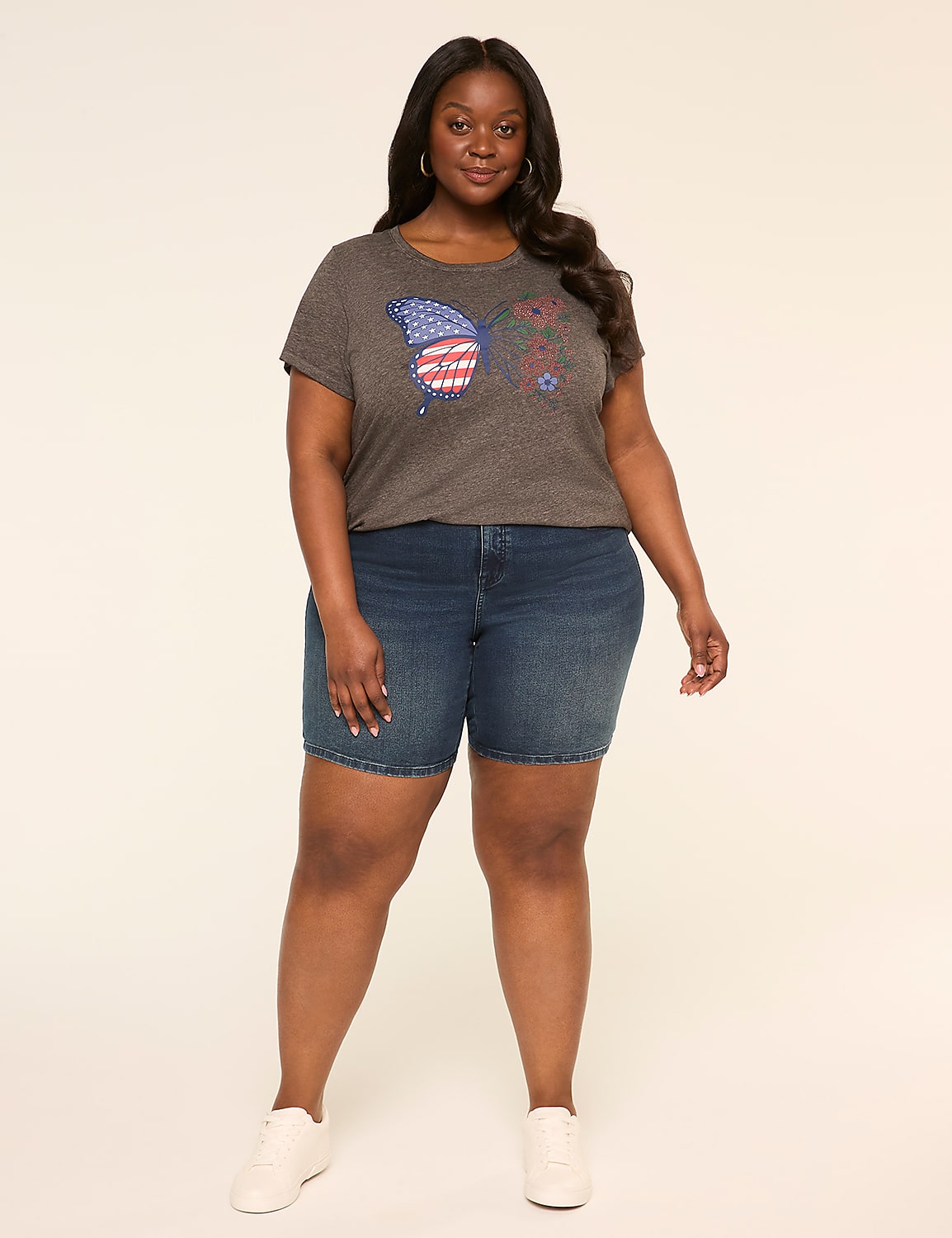 Americana & Floral Butterfly Graphic Tee Product Image 3