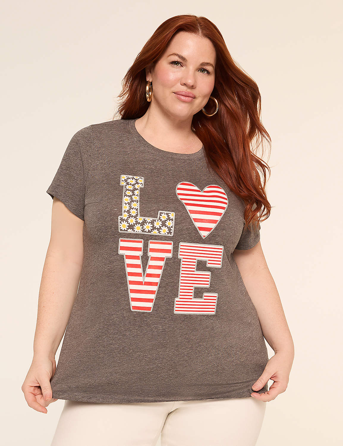 Americana & Floral Love Graphic Tee Product Image 1