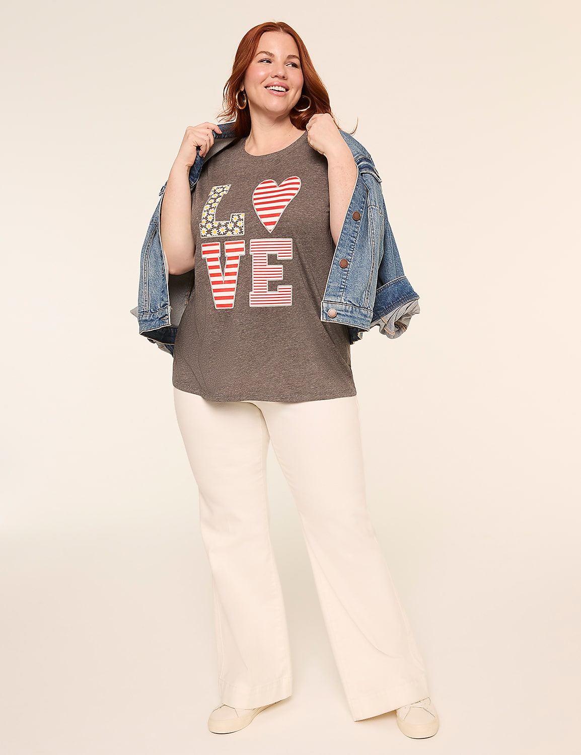 Americana & Floral Love Graphic Tee Product Image 3