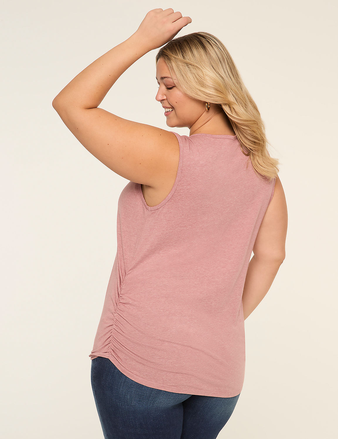 V-Neck Side-Ruched Burnout Tank Product Image 2