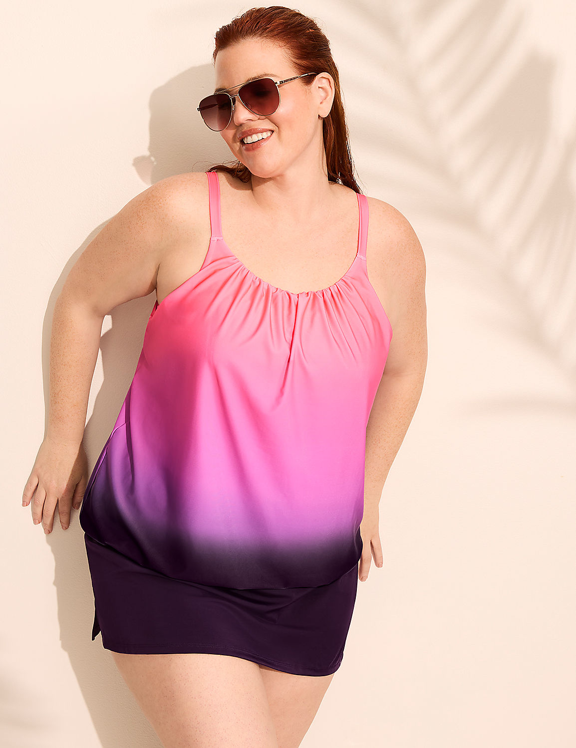 Ombre No-Wire Blouson Tankini Top Product Image 1