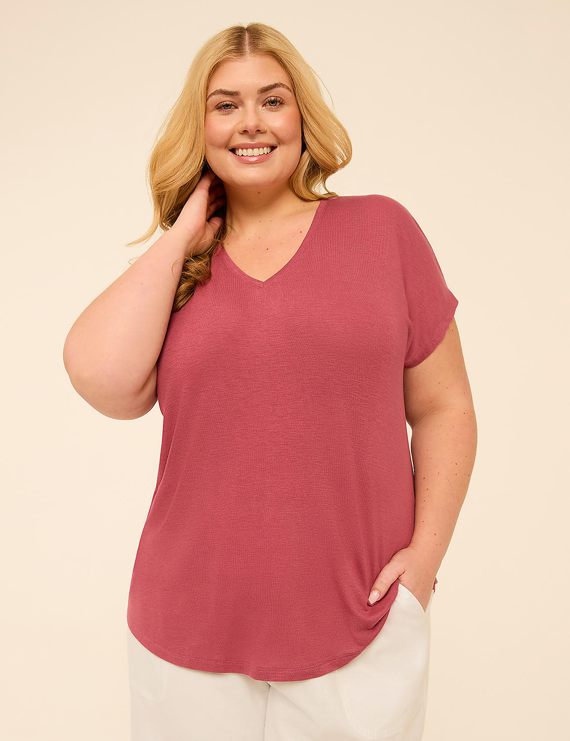 EveryWear Brushed V-Neck Tee Product Image 1
