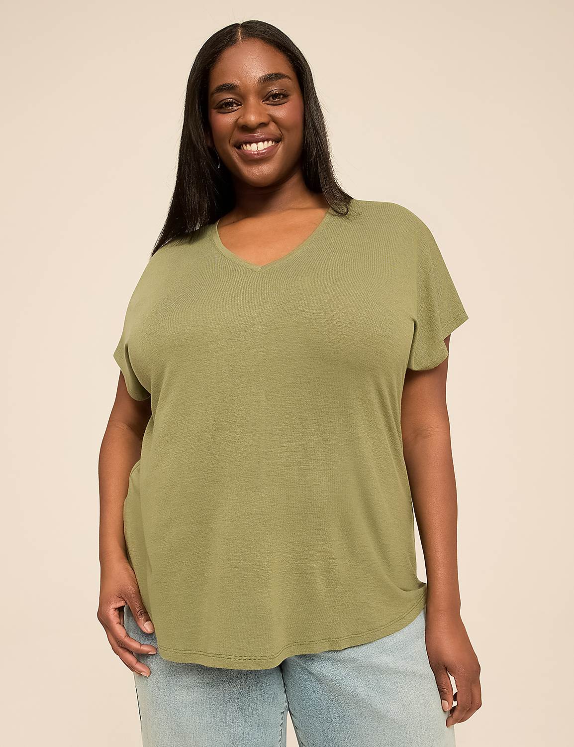 EveryWear Brushed V-Neck Tee Product Image 1