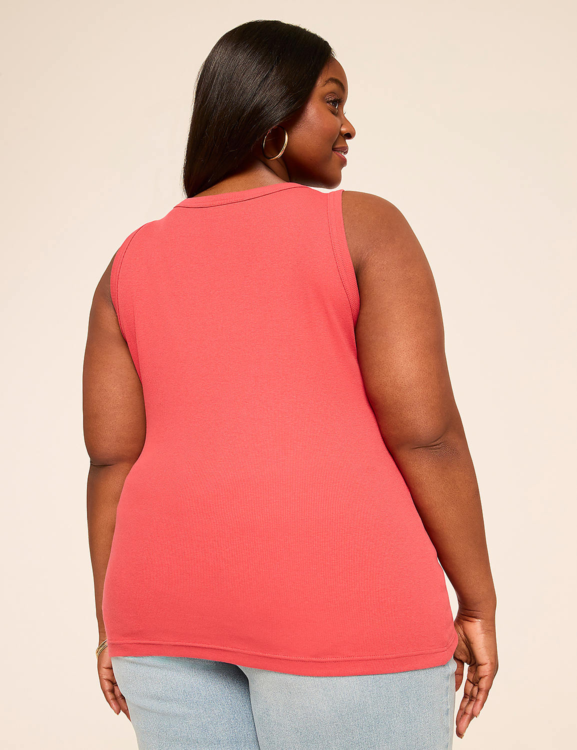 Deep V-Neck Rib Layering Tank Product Image 2