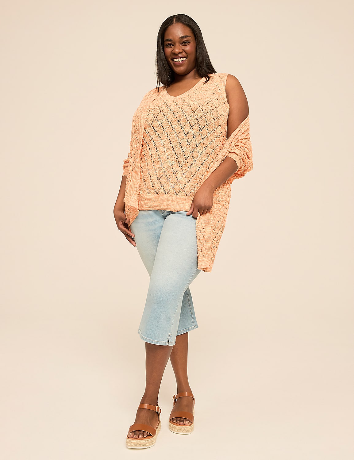 V-Neck Stitch Sweater Tank Product Image 3