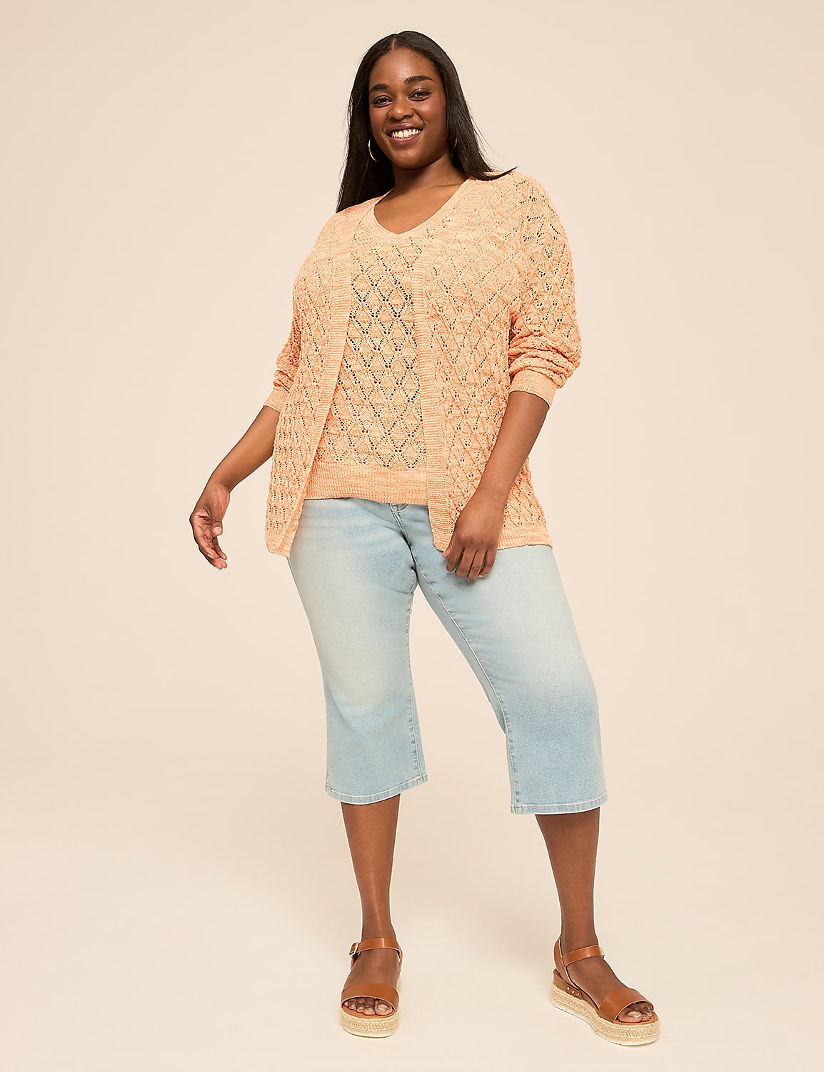Open-Front Stitch Cardigan Product Image 3
