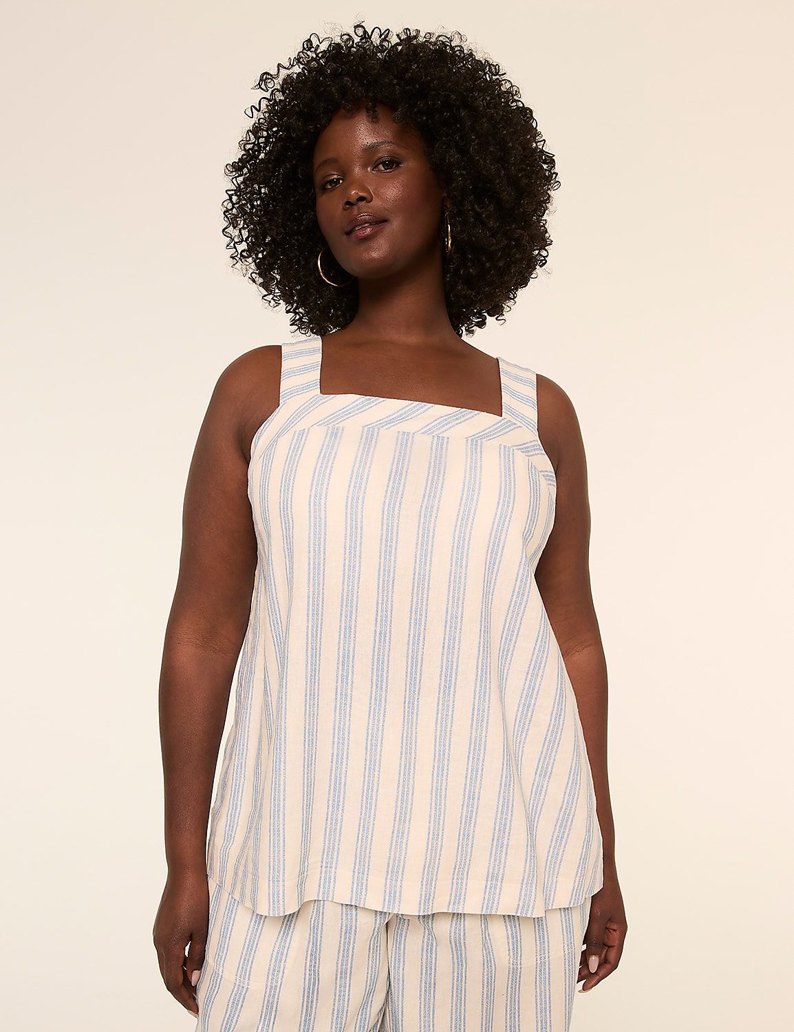 Square-Neck Linen-Blend Tank Product Image 1