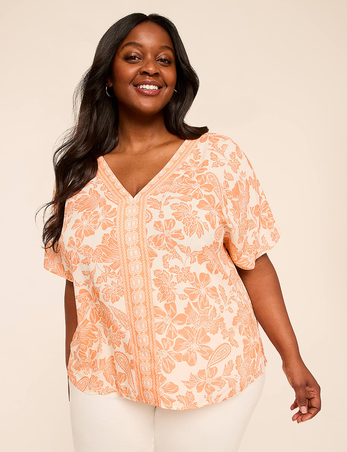 Dolman-Sleeve V-Neck Top Product Image 1
