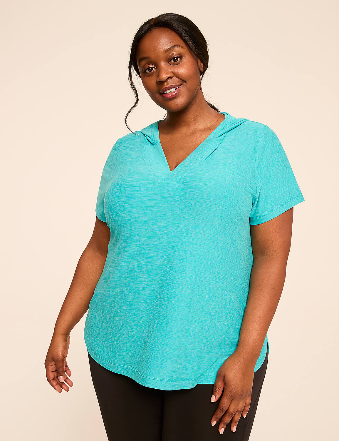 LIVI Soft Short-Sleeve V-Neck Hoodie Product Image 1