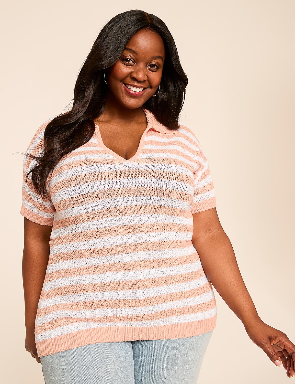 Short-Sleeve Polo Sweater Pullover Product Image 1