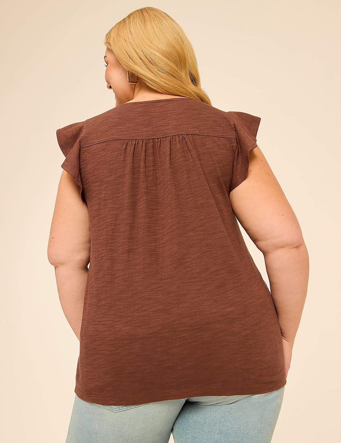 Flutter-Sleeve Lace-Trim Top Product Image 2
