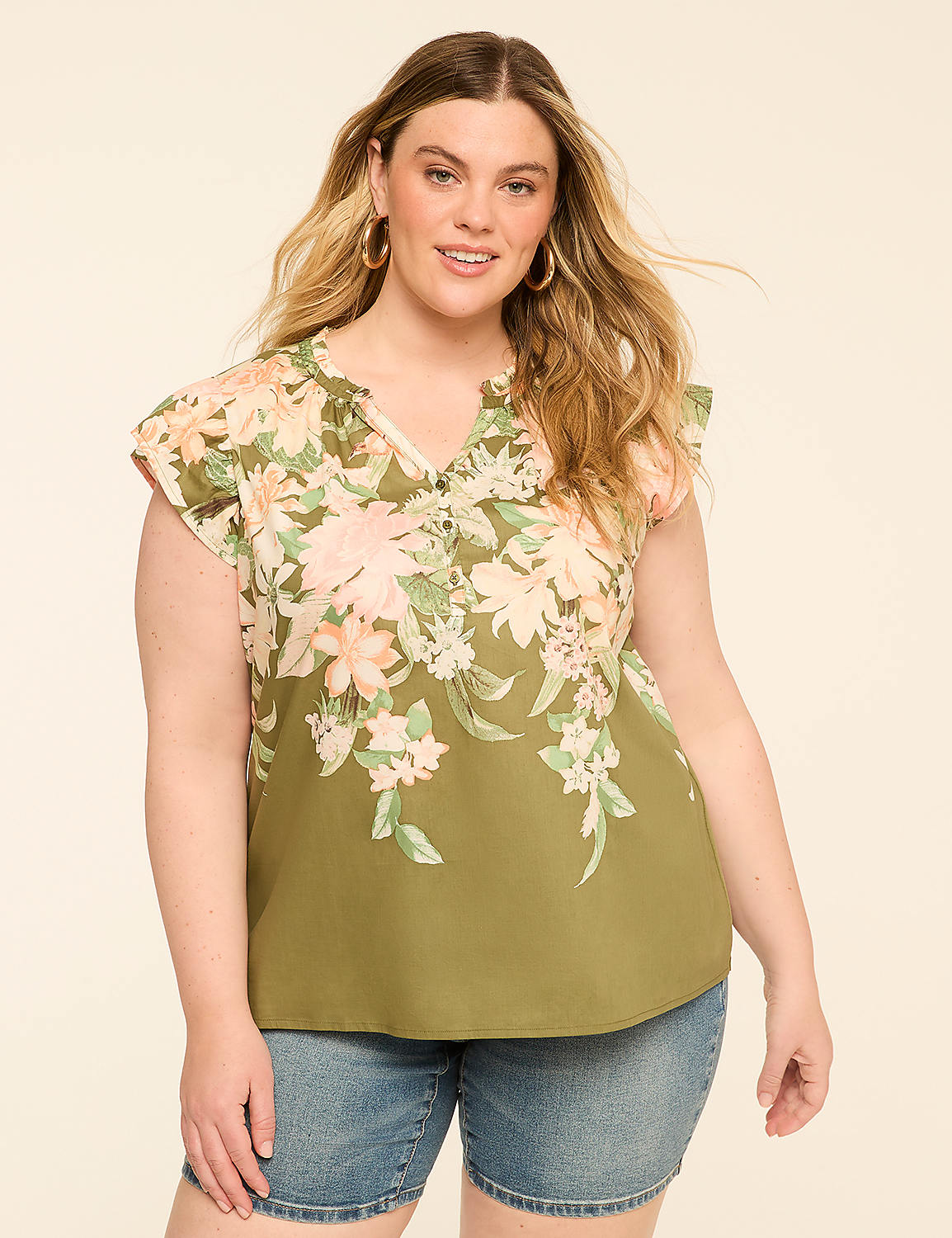 Flutter-Sleeve Button-Front Top Product Image 1