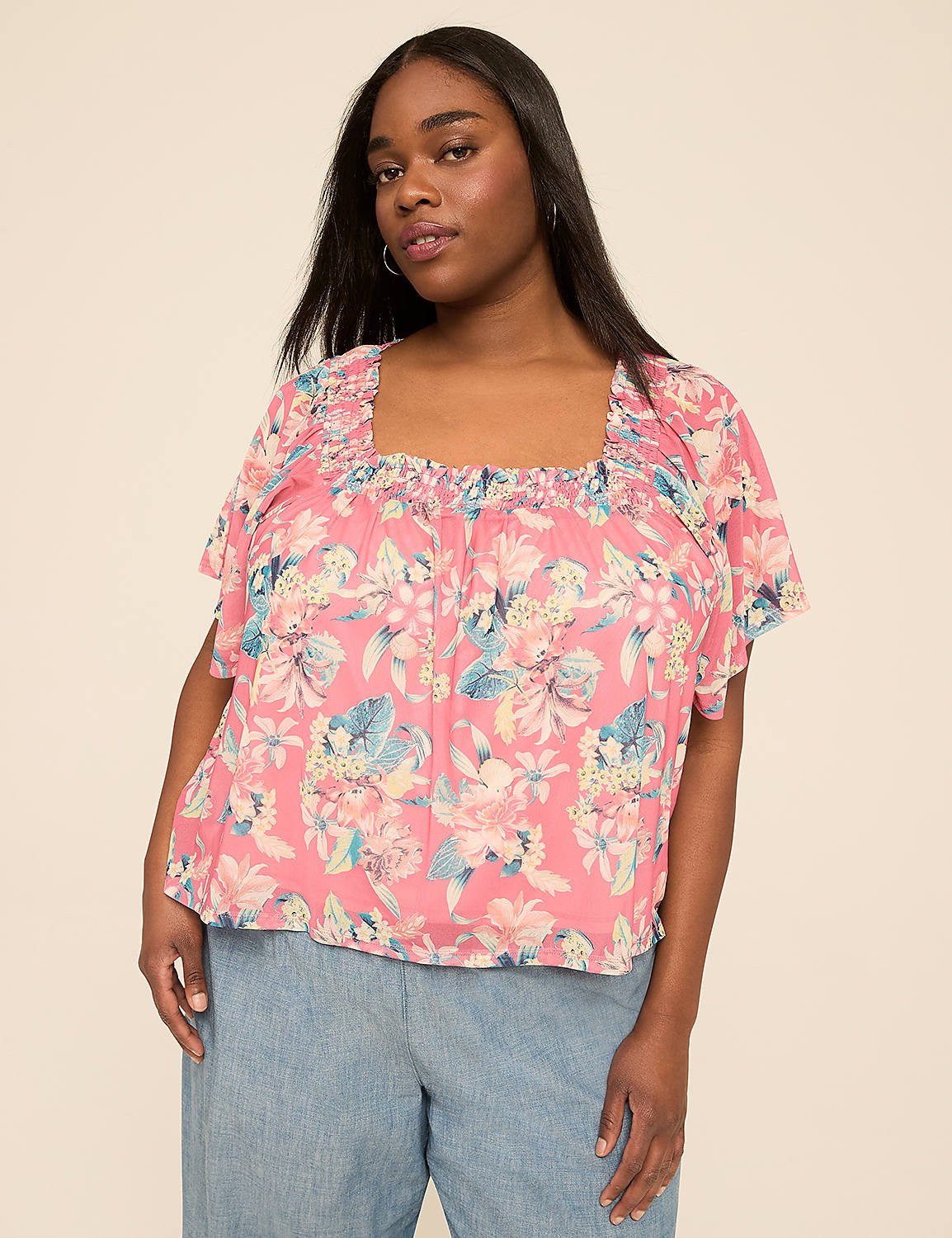 Smocked Square-Neck Top Product Image 1