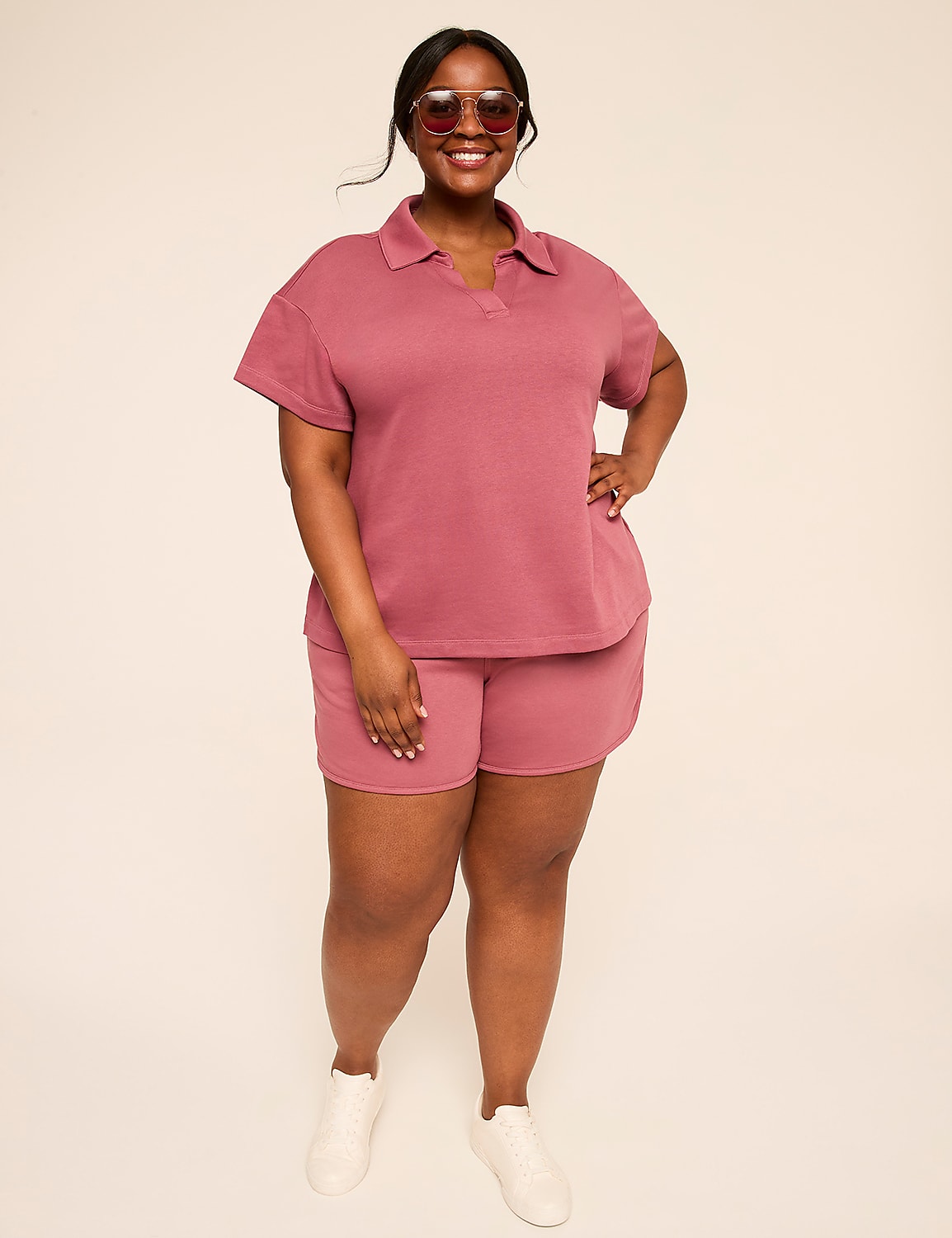 French Terry Polo Top Product Image 3