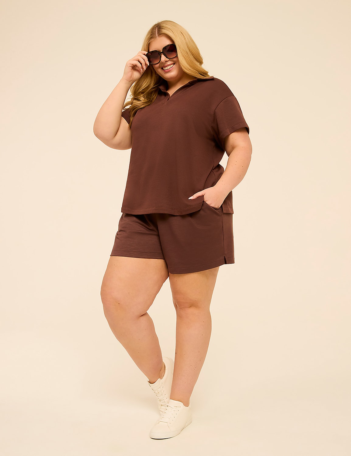 French Terry Polo Top Product Image 3
