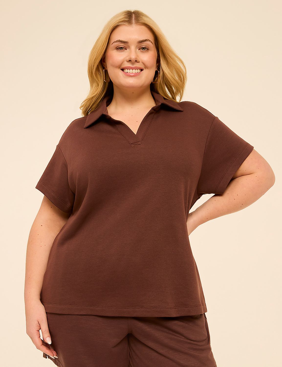 French Terry Polo Top Product Image 1