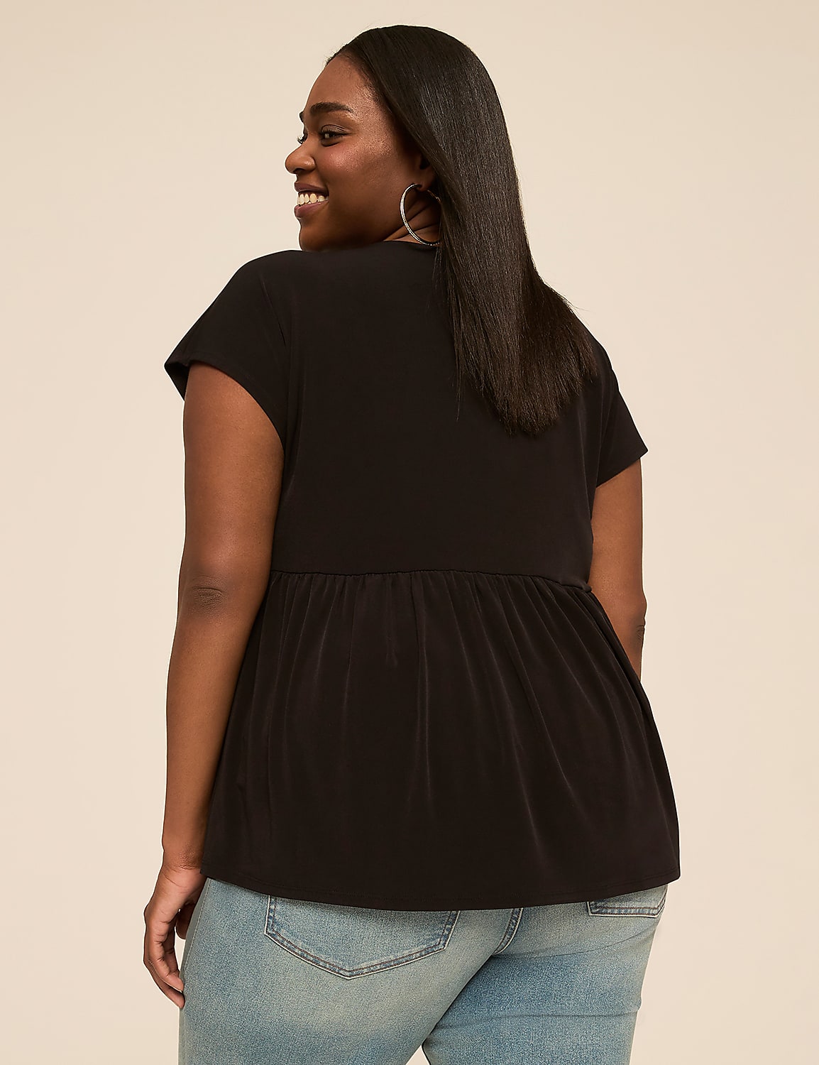 Cap-Sleeve Babydoll Top Product Image 2