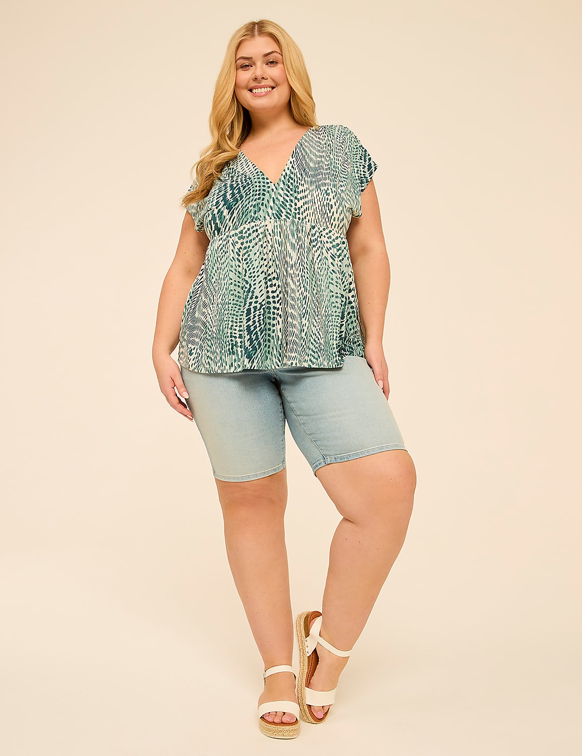 Cap-Sleeve Babydoll Top Product Image 3