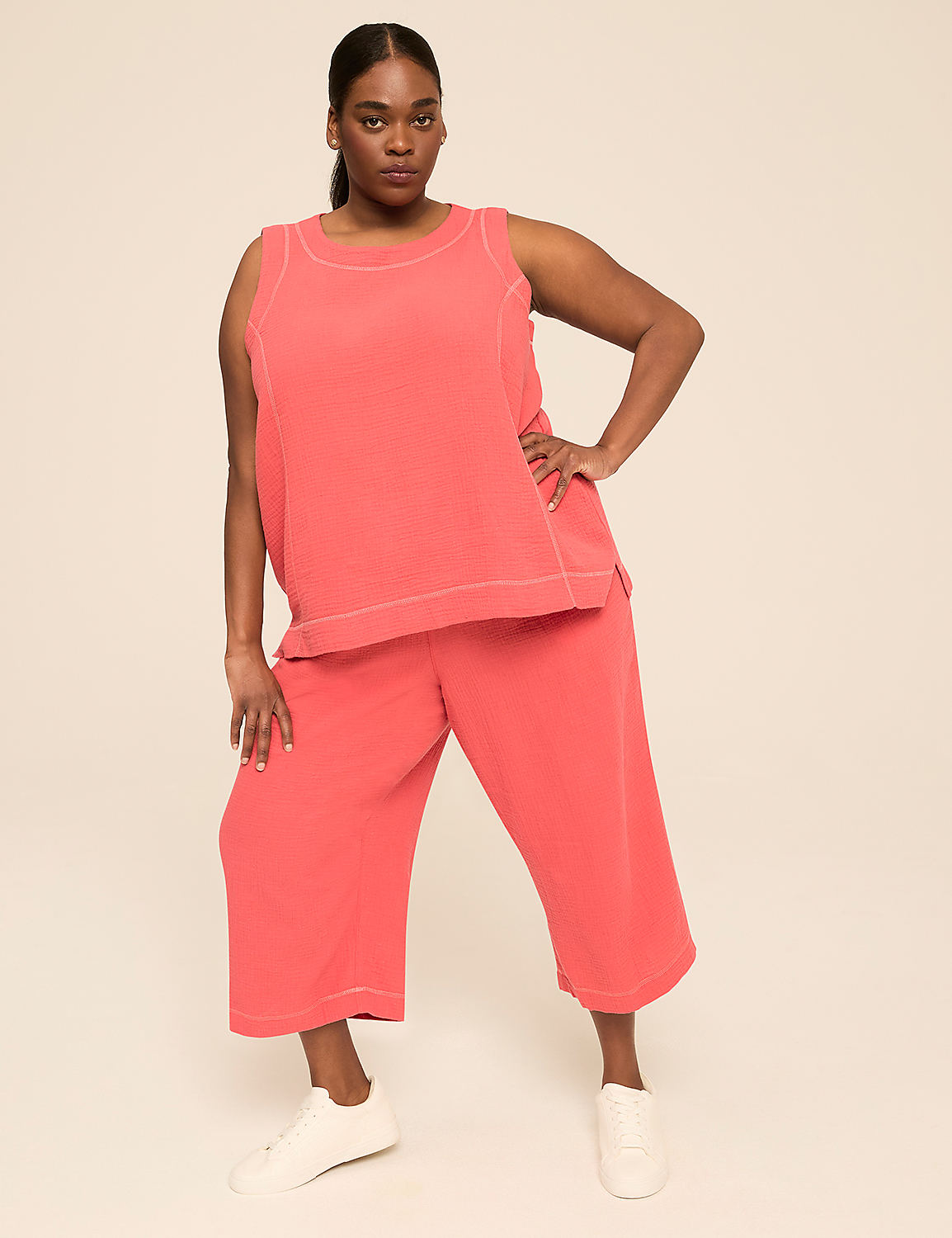 LIVI Gauze Relaxed Straight Crop Pant Product Image 3