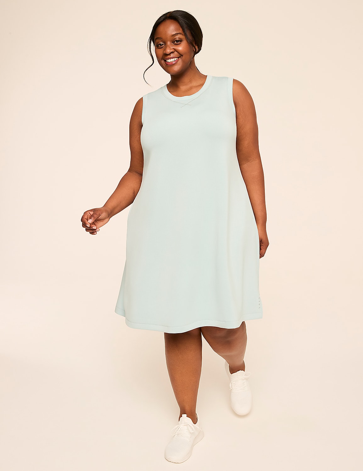 LIVI Ribbed Journey Sleeveless Back-Pleat Dress Product Image 1