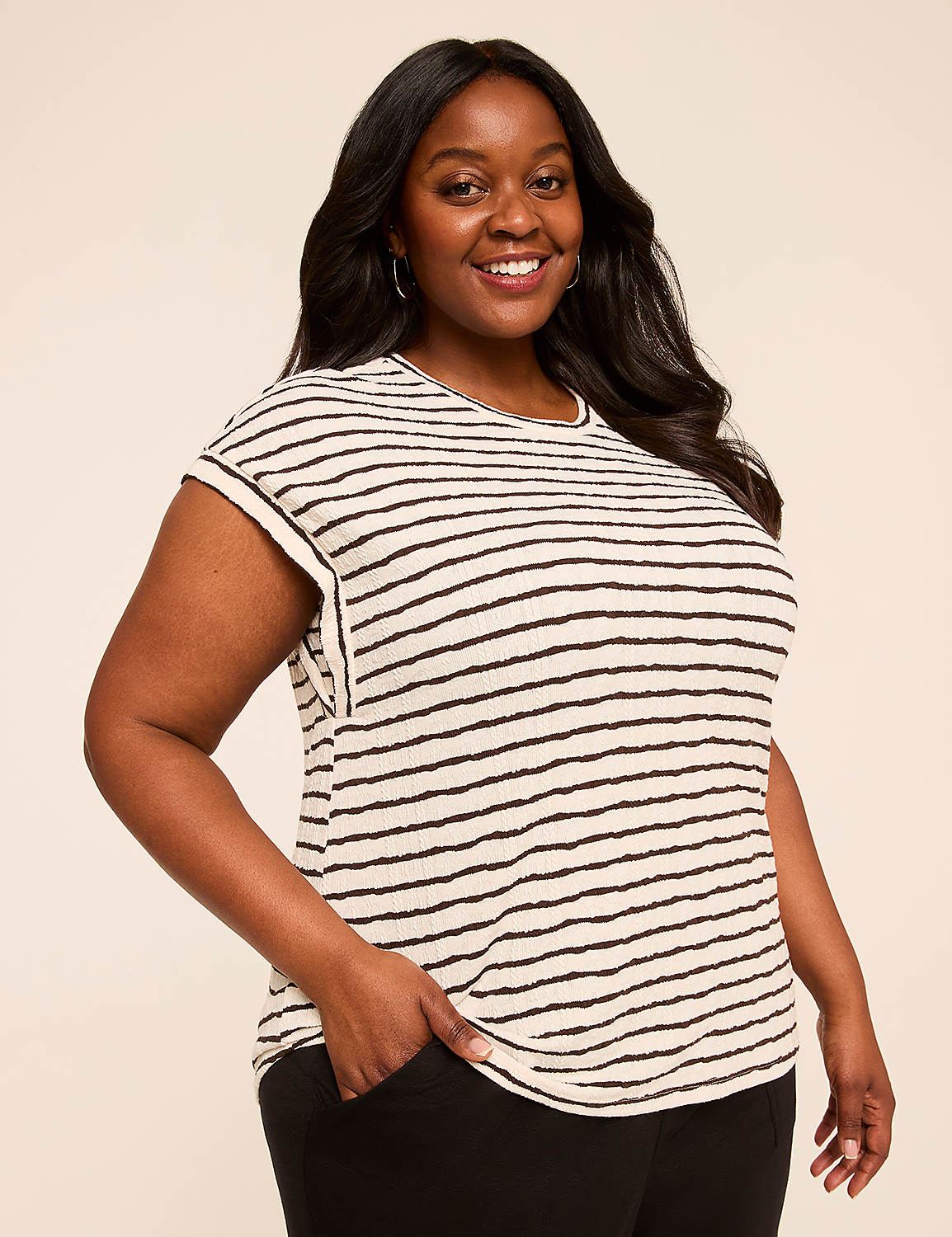 Dolman-Sleeve Textured Knit Top Product Image 1