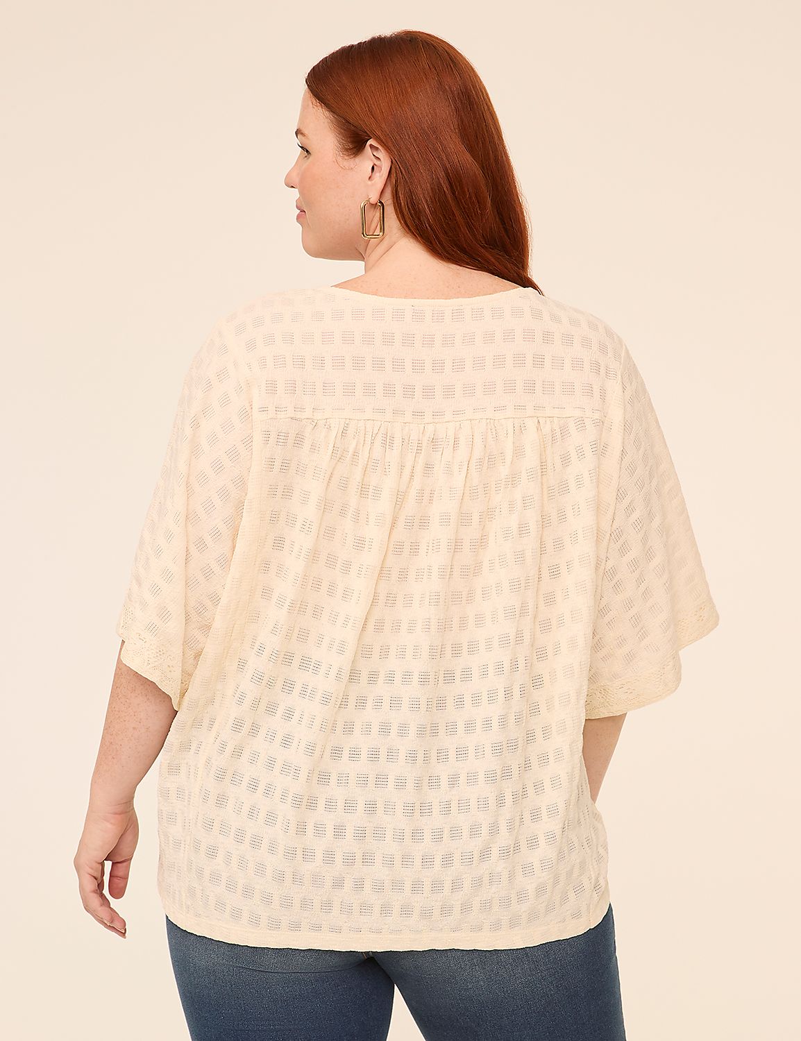 Button-Front Lace-Trim Top Product Image 2
